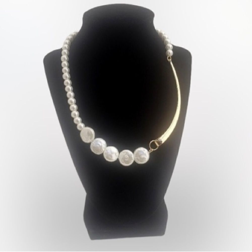 Women's Jewelry Pearl Gold Bar Adjustable Necklace